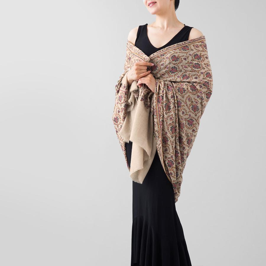 InDream ソズニ刺繍ストール パシュミナ 100cm巾 ベージュ カシミヤ カシミール 着物ショール 結婚式  クリスマス ギフト 誕生日 プレゼント 女性 60代 70代 |  | 05