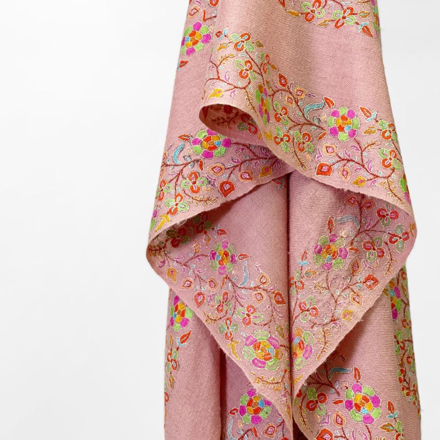 InDream ソズニ刺繍ストール パシュミナ 100cm巾 ピンク カシミヤ カシミール 着物ショール 結婚式  クリスマス ギフト 誕生日 プレゼント 女性 60代 70代 |  | 02