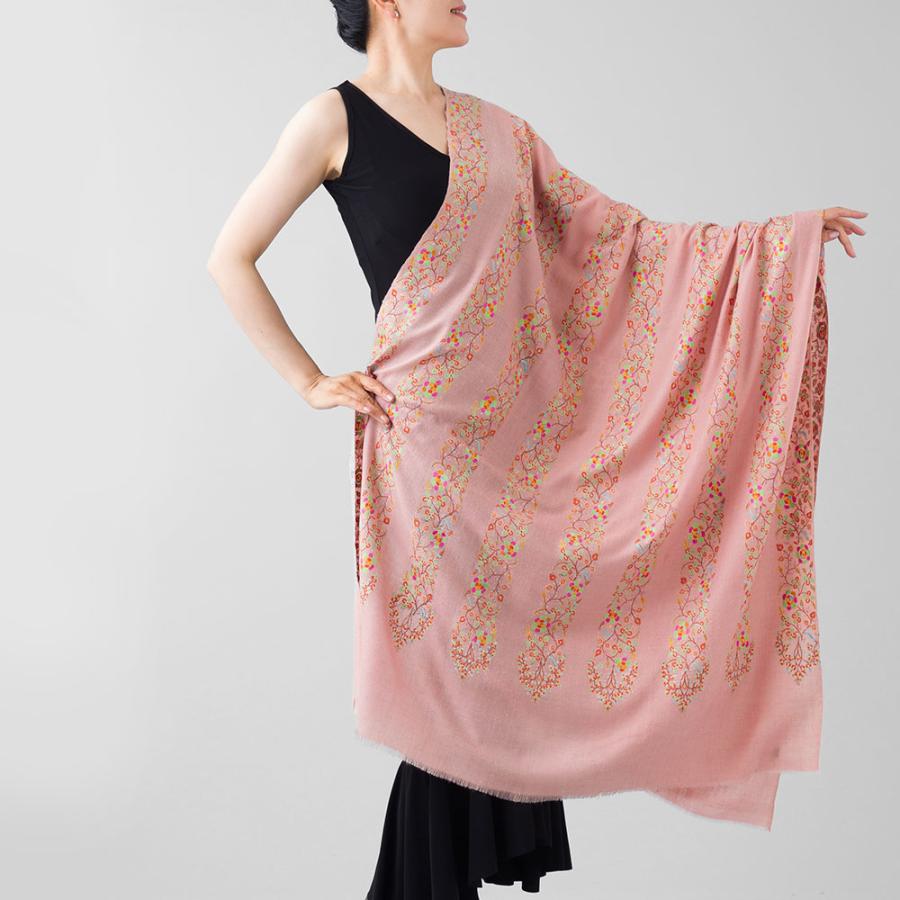 InDream ソズニ刺繍ストール パシュミナ 100cm巾 ピンク カシミヤ カシミール 着物ショール 結婚式  クリスマス ギフト 誕生日 プレゼント 女性 60代 70代 |  | 05