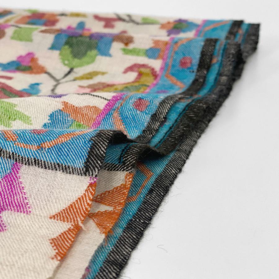 手織りパシュミナショール(カニジャマワール) 白地総柄 カシミヤ100% 着物ショール 結婚式  クリスマス ギフト 誕生日 プレゼント 女性 60代 70代 |  | 07