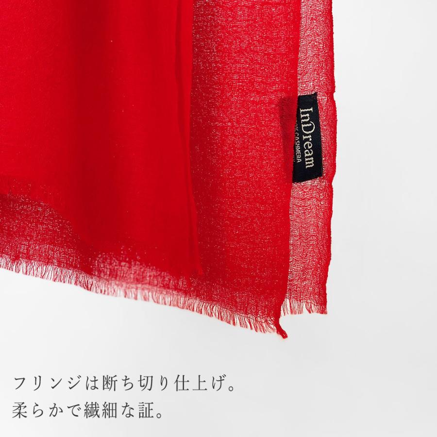 InDream パシュミナ エアリー ストール マフラー カシミヤ100% 大判 手織り レッド 赤 還暦祝い   クリスマス ギフト 誕生日 プレゼント 女性 60代 70代 |  | 07