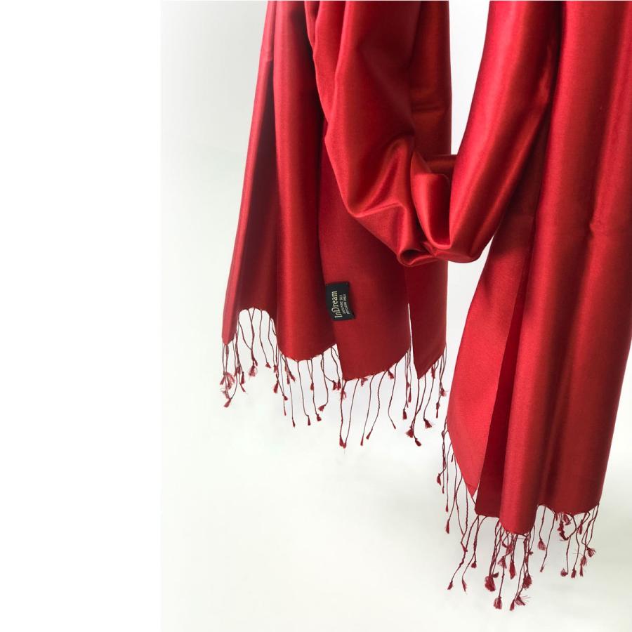 InDream シルク ストール リバーシブル 大判 ［70cmx200cm］  スカーフ 大判 レッド お祝い マフラ―  クリスマス ギフト 誕生日 プレゼント 50代 60代 70代 |  | 01