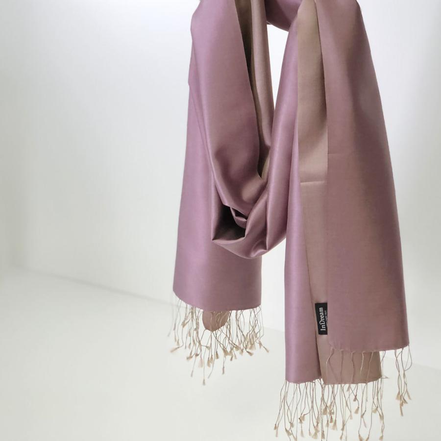 InDream シルク ストール リバーシブル 大判 ［70cmx200cm］  スカーフ 大判 レッド お祝い マフラ―  クリスマス ギフト 誕生日 プレゼント 50代 60代 70代 |  | 03