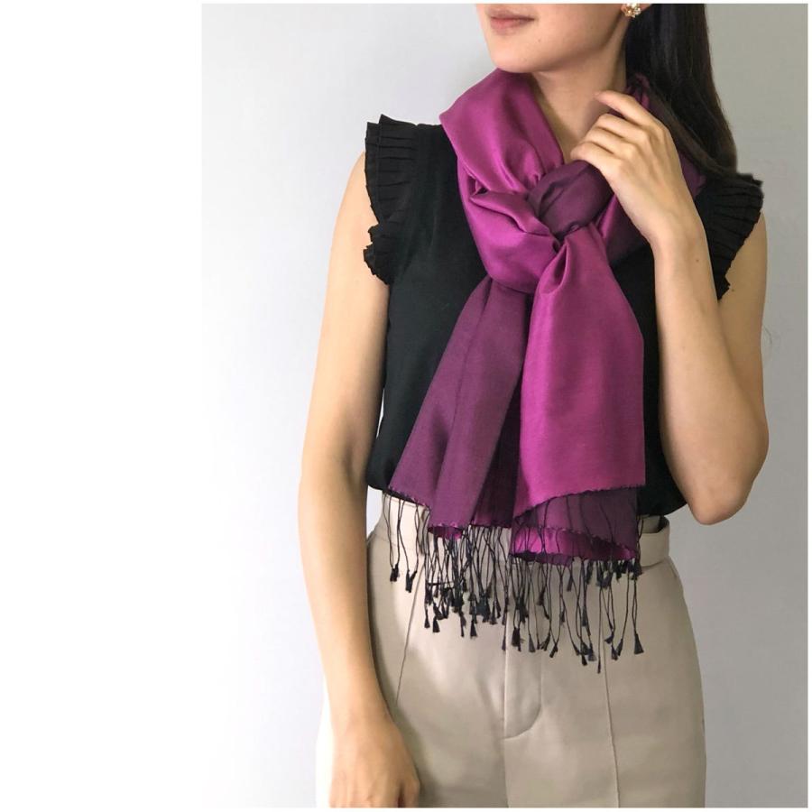 InDream シルク ストール リバーシブル 大判 ［70cmx200cm］  スカーフ 大判 レッド お祝い マフラ―  クリスマス ギフト 誕生日 プレゼント 50代 60代 70代 |  | 08