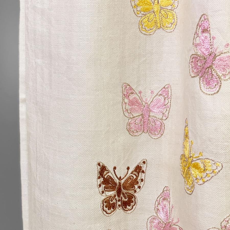 InDream デザイナーズ刺繍ストール 蝶柄 ホワイト シルクウール 結婚式 パーティー  ギフト おしゃれ  クリスマス ギフト 誕生日 プレゼント 女性 60代 70代v |  | 02