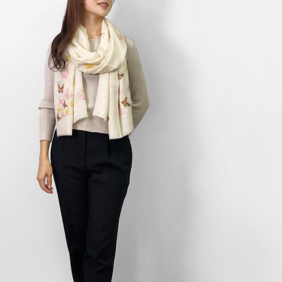 InDream デザイナーズ刺繍ストール 蝶柄 ホワイト シルクウール 結婚式 パーティー  ギフト おしゃれ  クリスマス ギフト 誕生日 プレゼント 女性 60代 70代v |  | 06