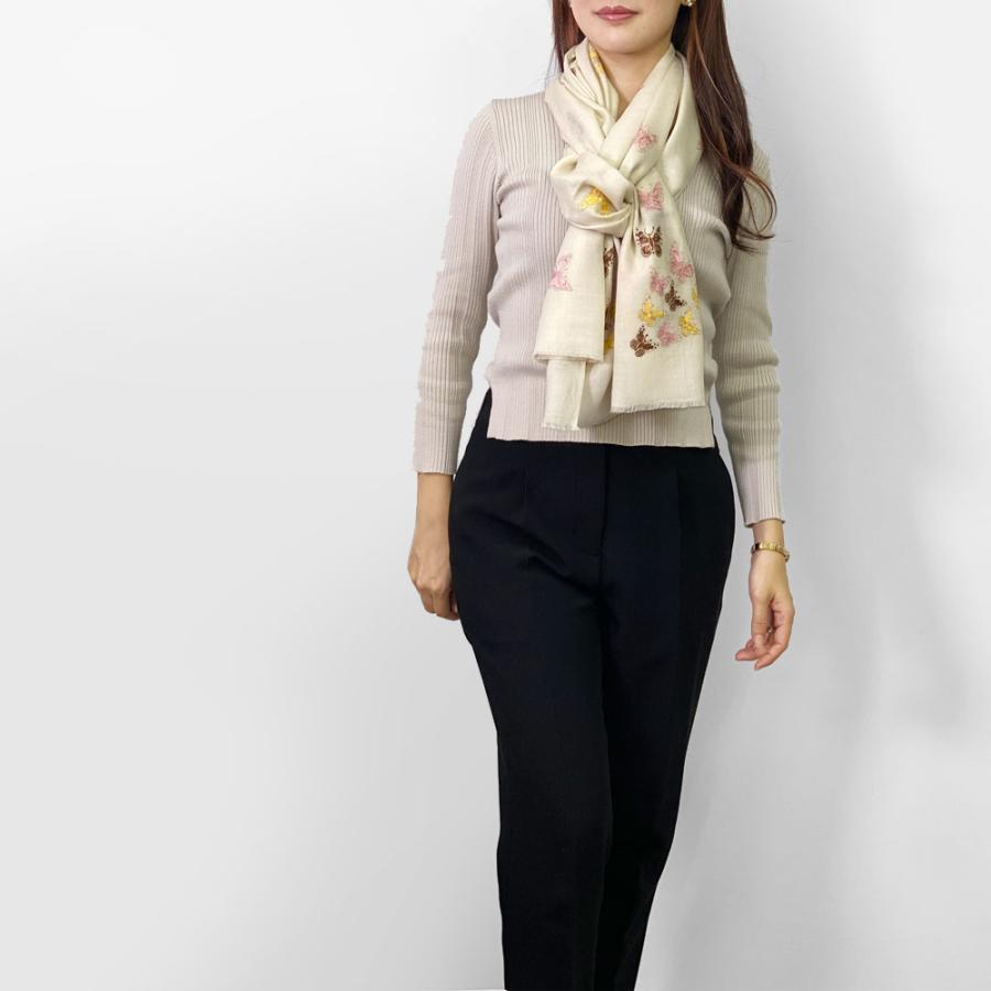 InDream デザイナーズ刺繍ストール 蝶柄 ホワイト シルクウール 結婚式 パーティー  ギフト おしゃれ  クリスマス ギフト 誕生日 プレゼント 女性 60代 70代v |  | 07