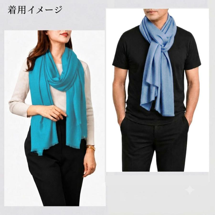 InDream ファインウール シルク ストール 大判 [約70cmx200cm］無地ストール ブルー ネイビー グリーン 秋 冬 春 薄手 還暦 古 |  | 20