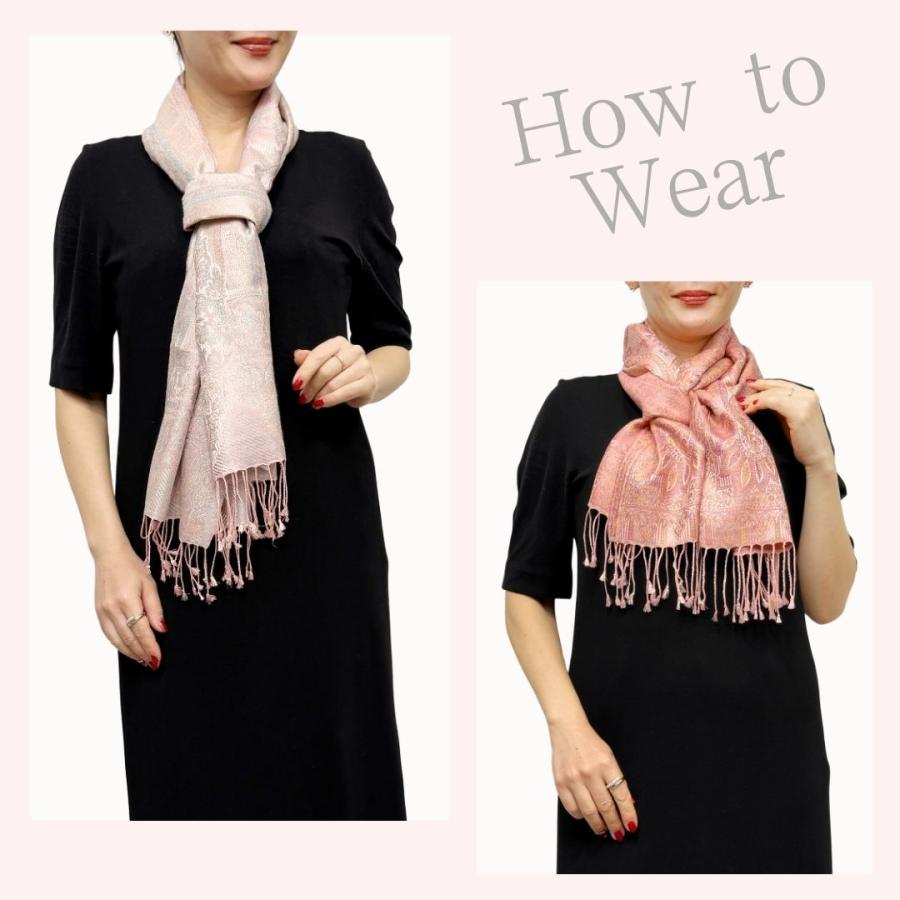 InDream ペイズリー柄 シルク ストール 小判 ［36cmx170cm］  ピンク 春 秋 冬 誕生日 プレゼント クリスマス ギフト 50代 |  | 09