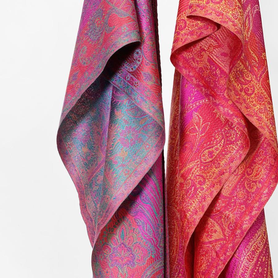 InDream ペイズリー柄 シルク ストール 小判 36cmx170cm スカーフ マフラ― ピンク 紫 古希 お祝い   クリスマス ギフト 誕生日 プレゼント 女性 60代 70代 |  | 06