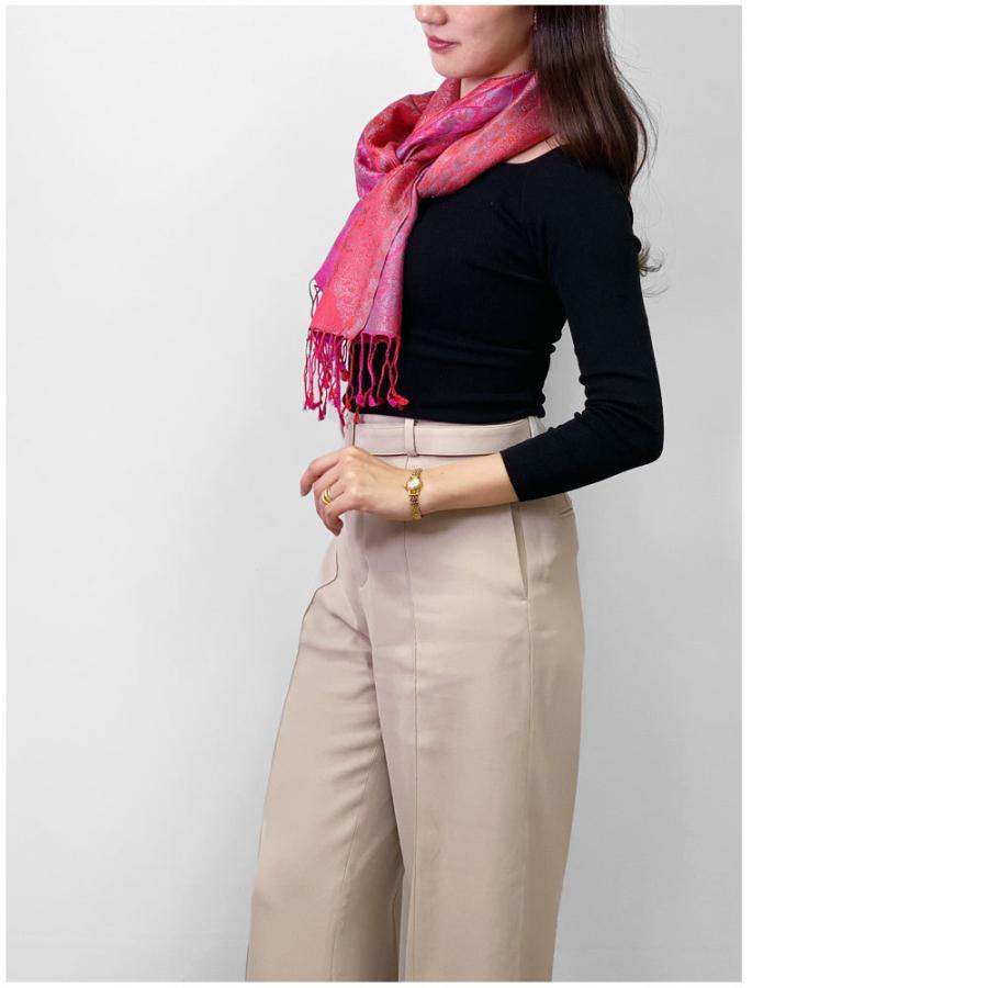 InDream ペイズリー柄 シルク ストール 小判 36cmx170cm スカーフ マフラ― ピンク 紫 古希 お祝い   クリスマス ギフト 誕生日 プレゼント 女性 60代 70代 |  | 12