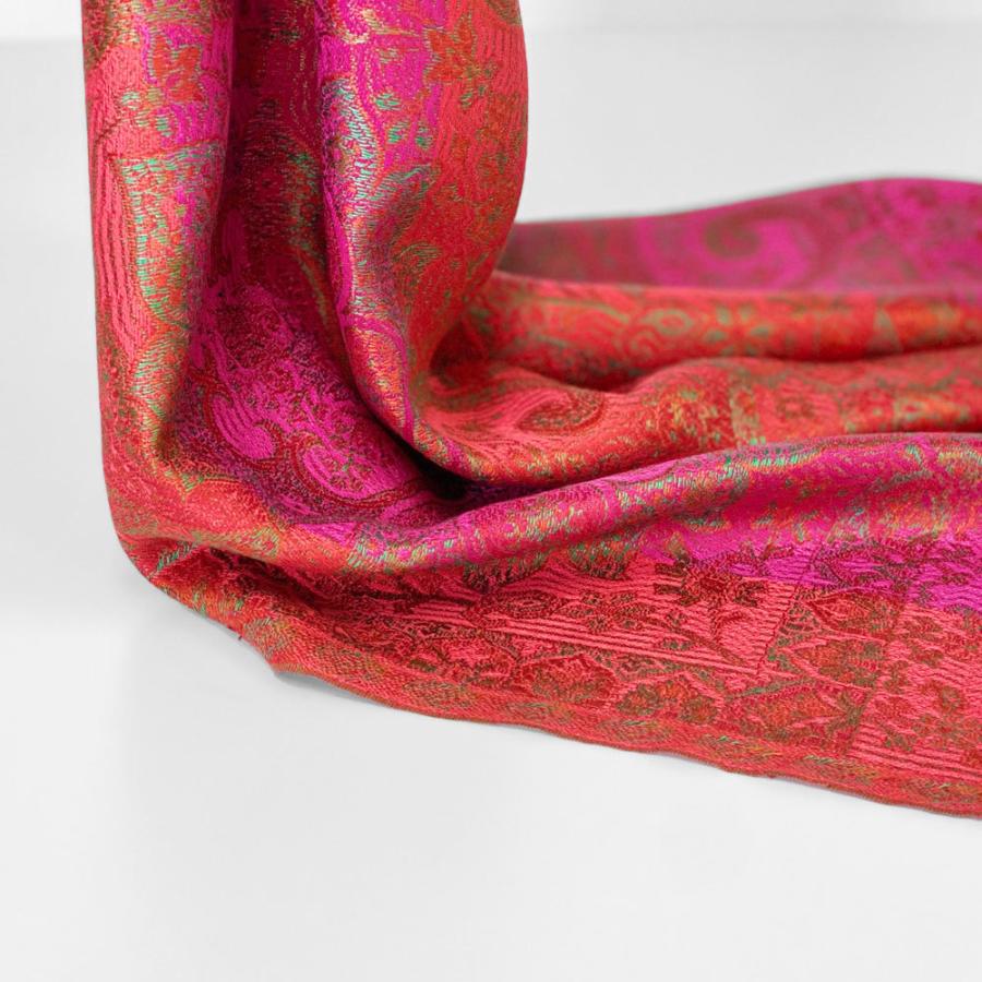 InDream ペイズリー柄 シルク ストール 小判 36cmx170cm スカーフ マフラ― ピンク 紫 古希 お祝い   クリスマス ギフト 誕生日 プレゼント 女性 60代 70代 |  | 08