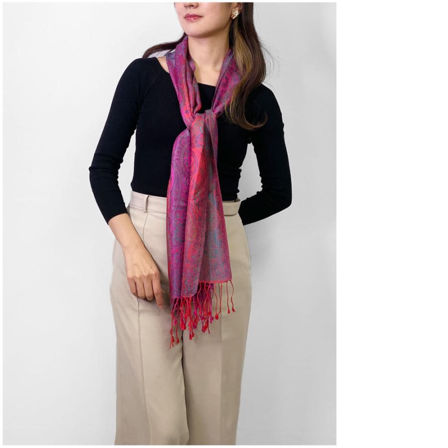 InDream ペイズリー柄 シルク ストール 小判 36cmx170cm スカーフ マフラ― ピンク 紫 古希 お祝い   クリスマス ギフト 誕生日 プレゼント 女性 60代 70代 |  | 10