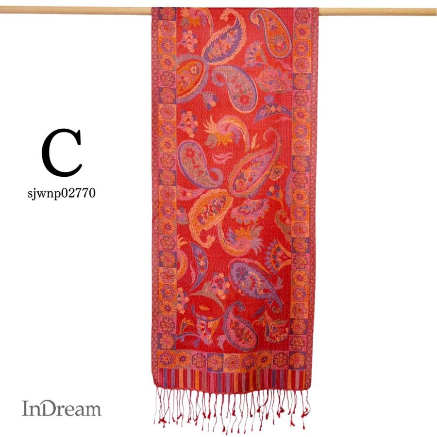 InDream ペイズリー柄 シルク ストール［36cmx170cm］スカーフ レッド マフラ― 春 夏 薄手 お祝い   クリスマス ギフト 誕生日 プレゼント 女性 60代 70代 |  | 15
