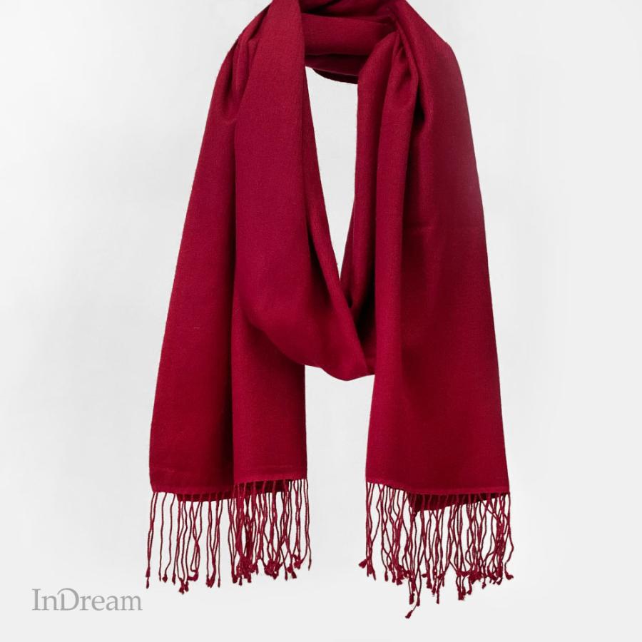 InDream パシュミナ シルク ストール マフラー 無地 ダークレッド 赤 還暦祝い   クリスマス ギフト 誕生日 プレゼント 女性 60代 70代 | 