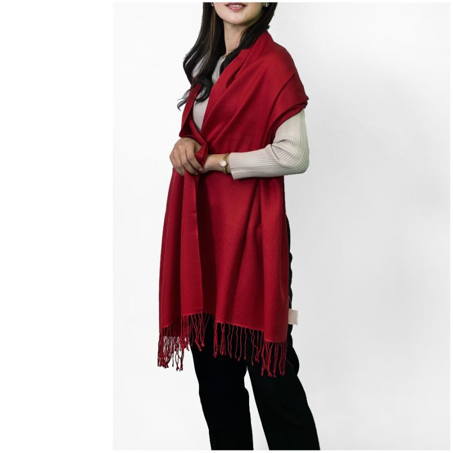 InDream パシュミナ シルク ストール マフラー 無地 ダークレッド 赤 還暦祝い   クリスマス ギフト 誕生日 プレゼント 女性 60代 70代 |  | 07