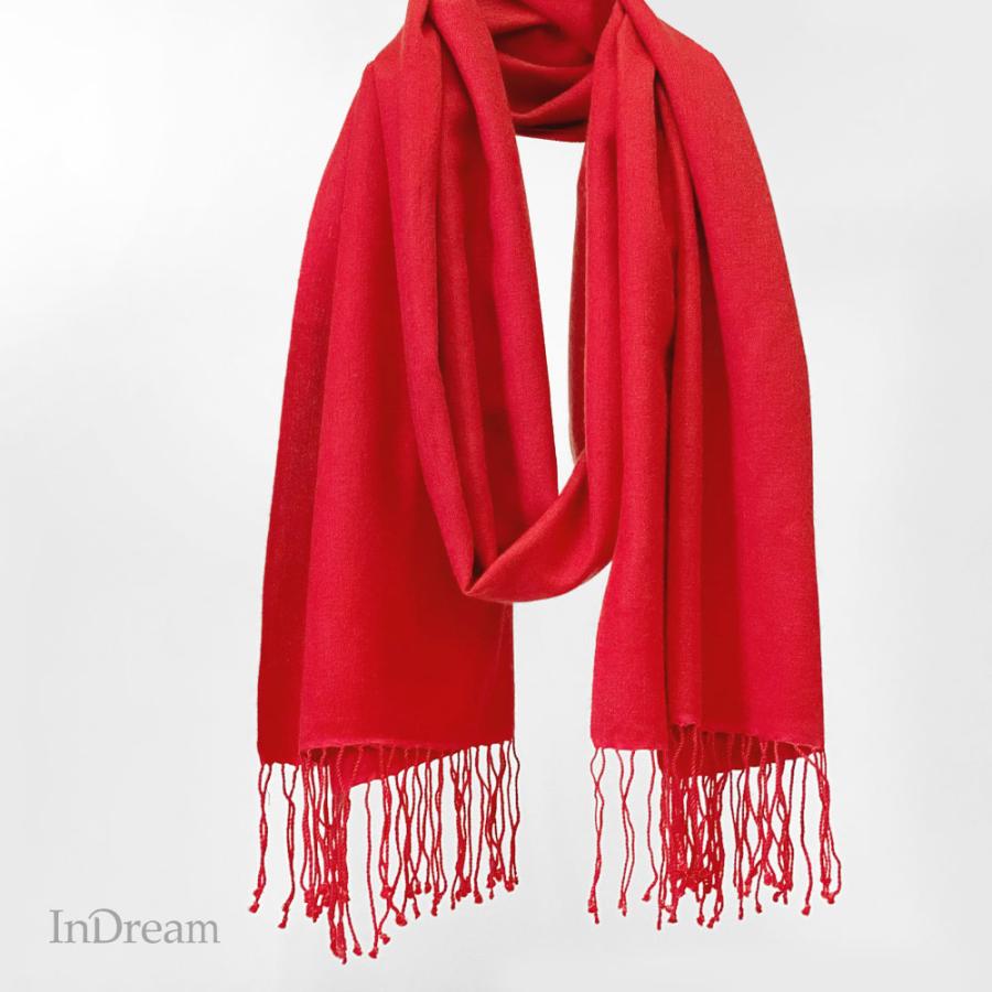 InDream パシュミナ シルク ストール マフラー 無地 レッド 赤 還暦祝い   クリスマス ギフト 誕生日 プレゼント 女性 60代 70代 | 
