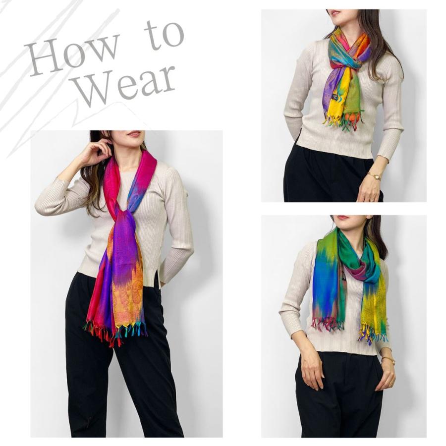 InDream ペイズリー柄シルクスカーフ おしゃれ ストール 手織り ベージュ 寒色   クリスマス ギフト 誕生日 プレゼント 女性 60代 70代 |  | 13