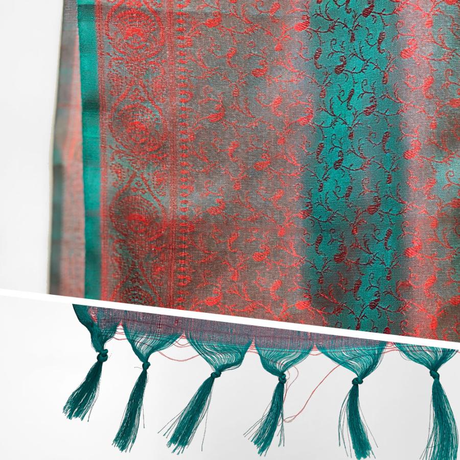 InDream ペイズリー柄 シルク スカーフ おしゃれ ストール 手織り グリーン    クリスマス ギフト 誕生日 プレゼント 女性 60代 70代 |  | 09