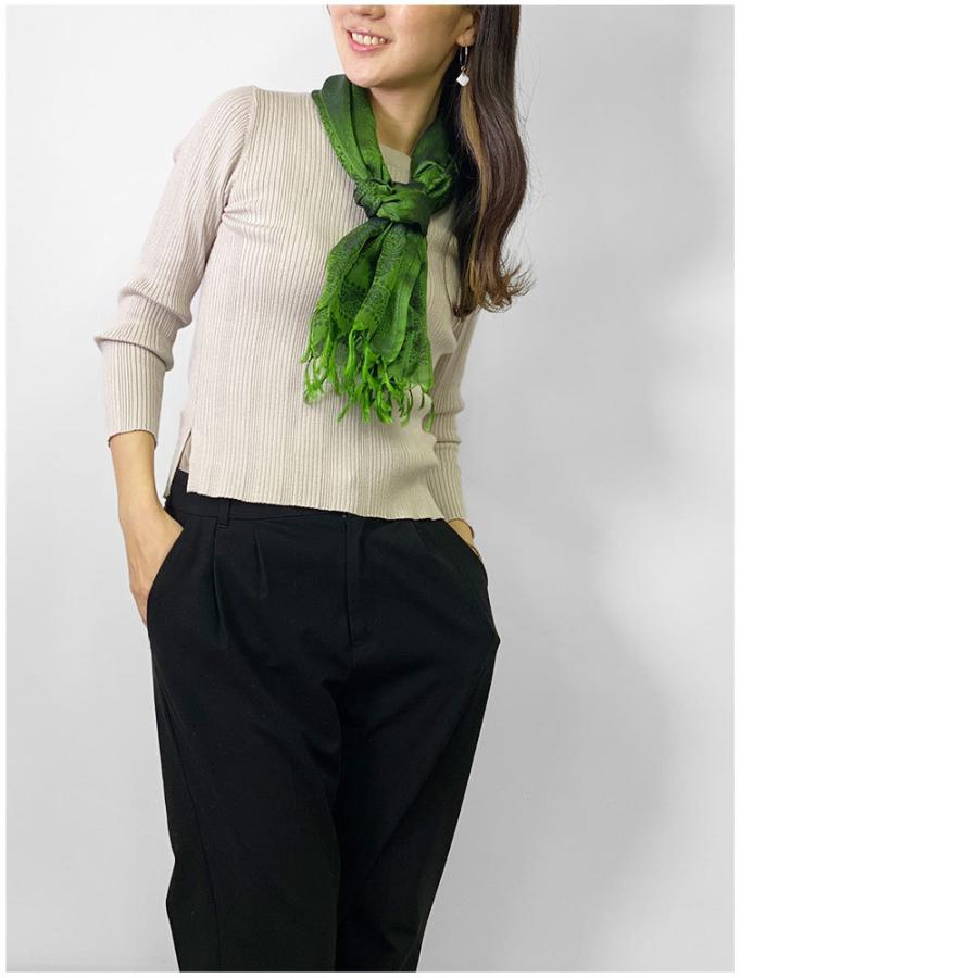 InDream ペイズリー柄シルクスカーフ おしゃれ ストール 手織り グリーン   クリスマス ギフト 誕生日 プレゼント 女性 60代 70代 |  | 14