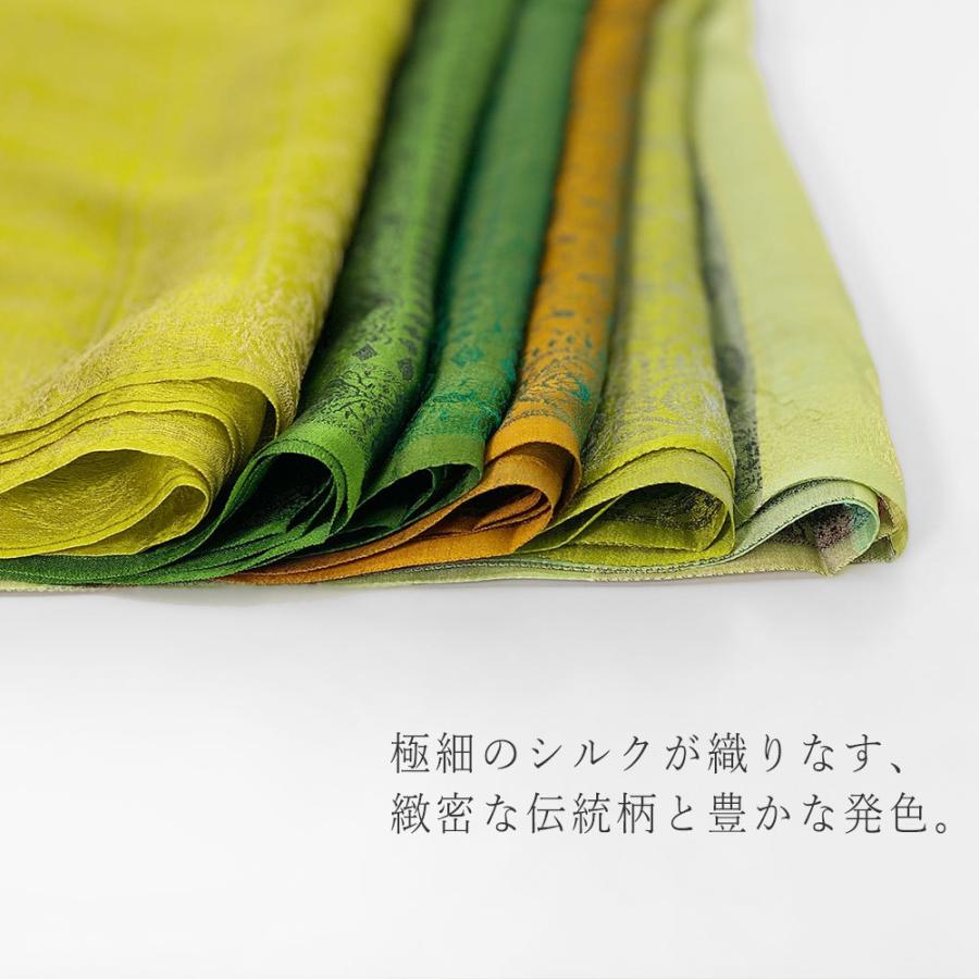 InDream ペイズリー柄シルクスカーフ おしゃれ ストール 手織り グリーン   クリスマス ギフト 誕生日 プレゼント 女性 60代 70代 |  | 08