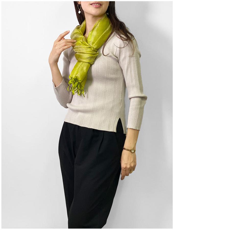 InDream ペイズリー柄シルクスカーフ おしゃれ ストール 手織り グリーン   クリスマス ギフト 誕生日 プレゼント 女性 60代 70代 |  | 10