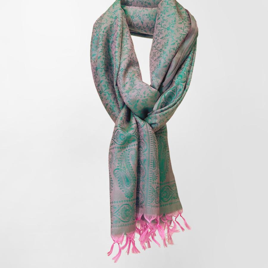 InDream ペイズリー柄シルクスカーフ おしゃれ ストール 手織り ピンク ブルー グリーン   クリスマス ギフト 誕生日 プレゼント 女性 60代 70代 |  | 10