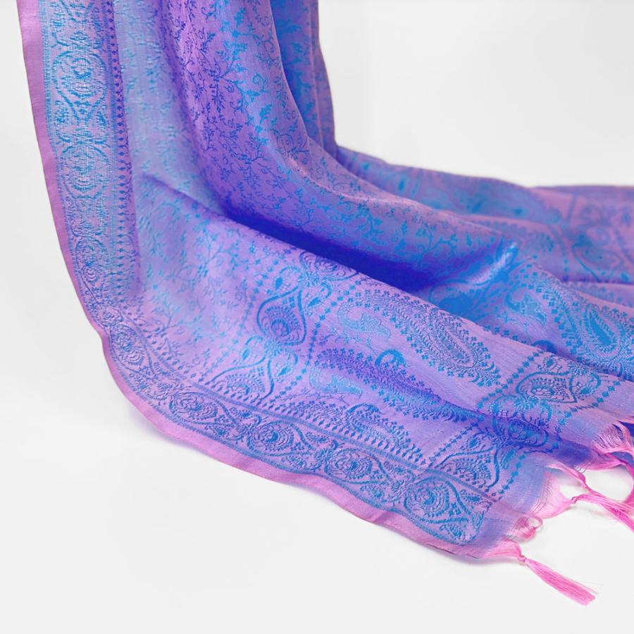 InDream ペイズリー柄シルクスカーフ おしゃれ ストール 手織り ピンク ブルー グリーン   クリスマス ギフト 誕生日 プレゼント 女性 60代 70代 |  | 02