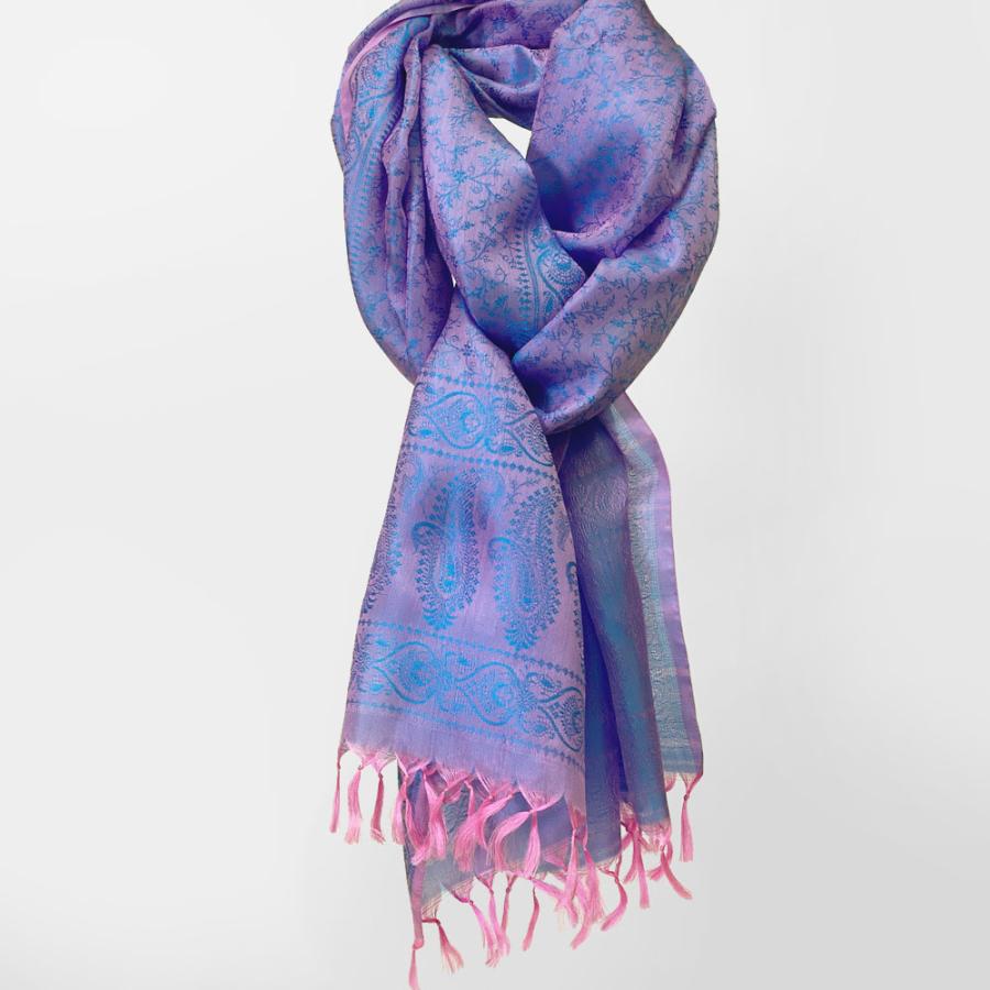 InDream ペイズリー柄シルクスカーフ おしゃれ ストール 手織り ピンク ブルー グリーン   クリスマス ギフト 誕生日 プレゼント 女性 60代 70代 |  | 07