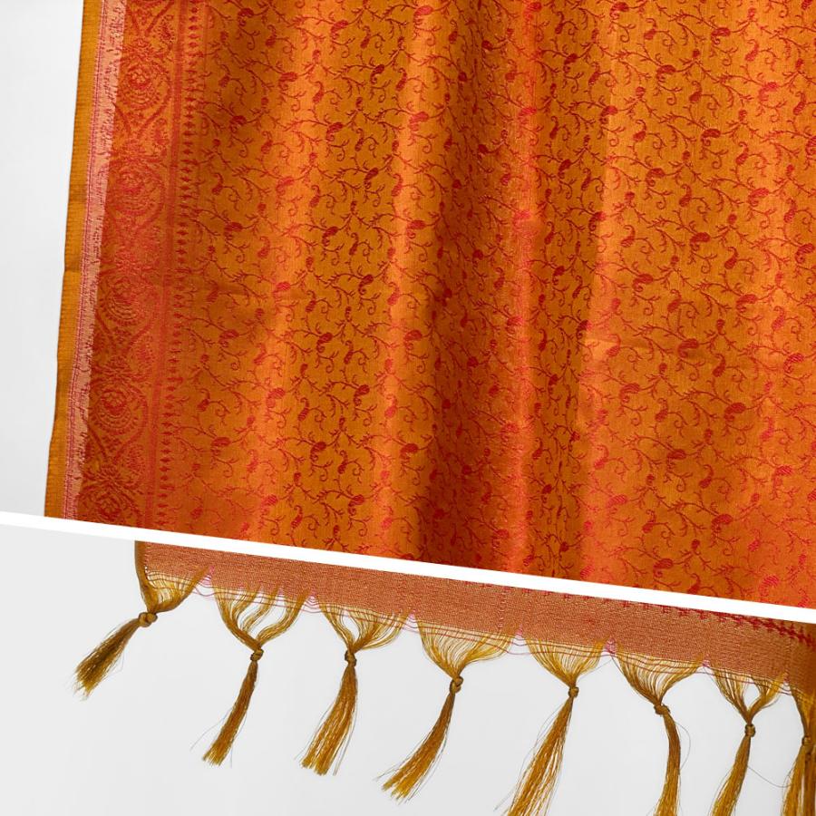 InDream ペイズリー柄シルクスカーフ おしゃれ ストール 手織り オレンジ オーカー   クリスマス ギフト 誕生日 プレゼント 女性 60代 70代 |  | 08