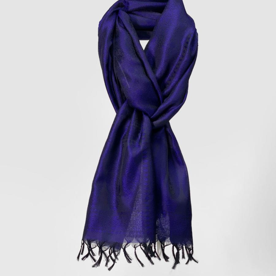 InDream ペイズリー柄シルクスカーフ おしゃれ ストール 手織り パープル   クリスマス ギフト 誕生日 プレゼント 女性 60代 70代 |  | 07