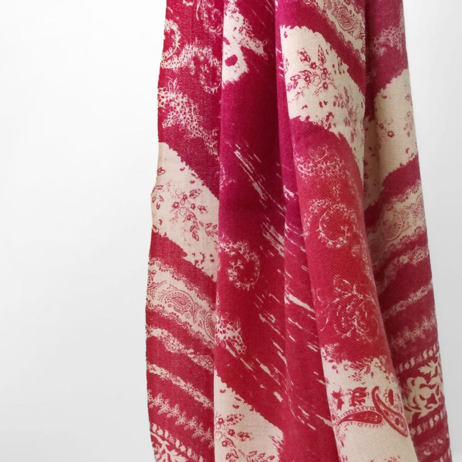 PASHMA パシュマ ストール プリント カシミヤ100% 赤&オフホワイト 還暦祝い クリスマス ギフト 誕生日 プレゼント 50代 60代 70代 | PASHMA | 02