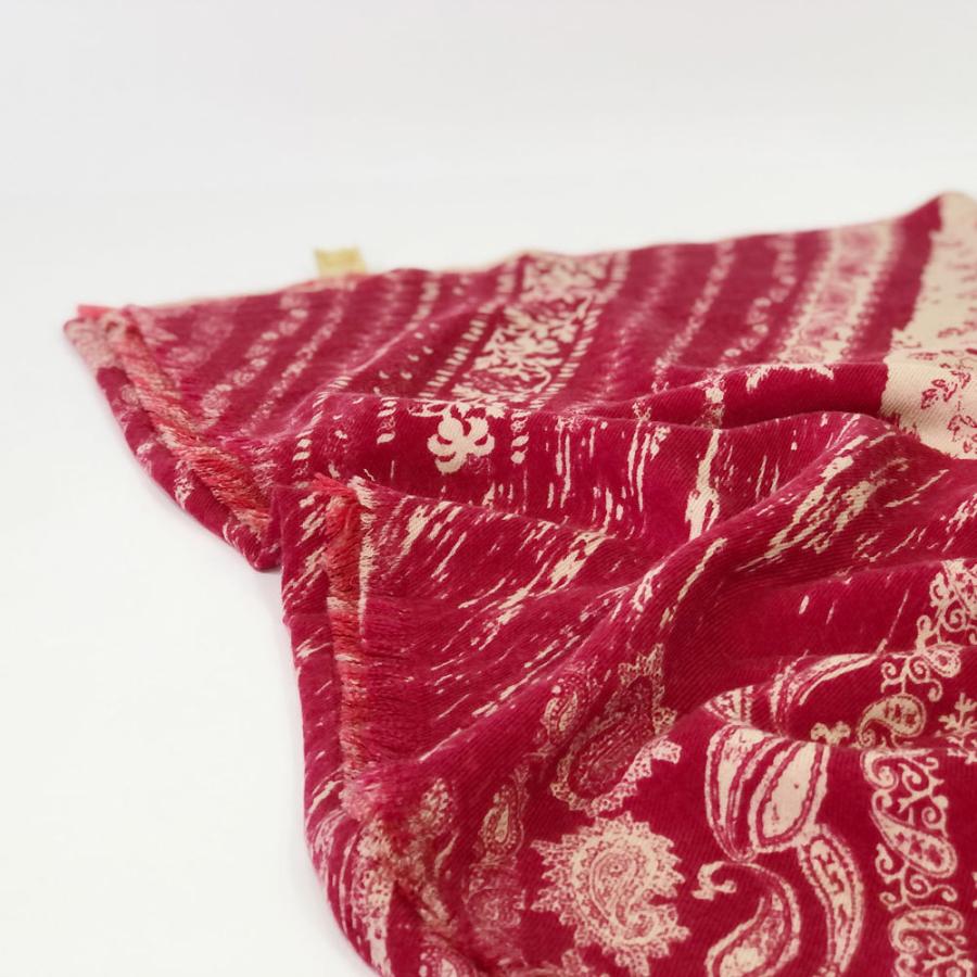 PASHMA パシュマ ストール プリント カシミヤ100% 赤&オフホワイト 還暦祝い クリスマス ギフト 誕生日 プレゼント 50代 60代 70代 | PASHMA | 04