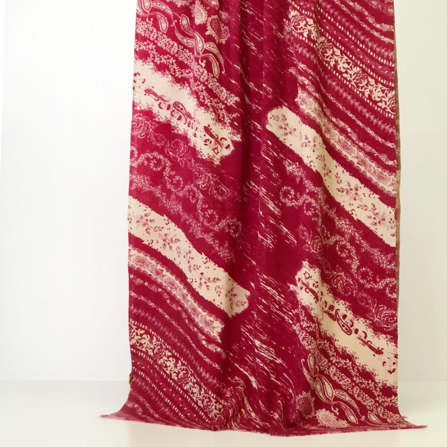 PASHMA パシュマ ストール プリント カシミヤ100% 赤&オフホワイト 還暦祝い クリスマス ギフト 誕生日 プレゼント 50代 60代 70代 | PASHMA | 05