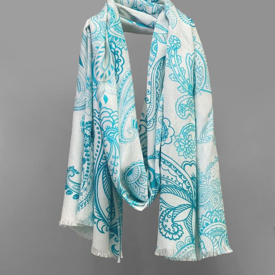 PASHMA パシュマ ストール モダール マフラー 水色  ピンクオレンジ グレー   クリスマス ギフト 誕生日 プレゼント 女性 60代 70代  秋 冬 春 | PASHMA | 07