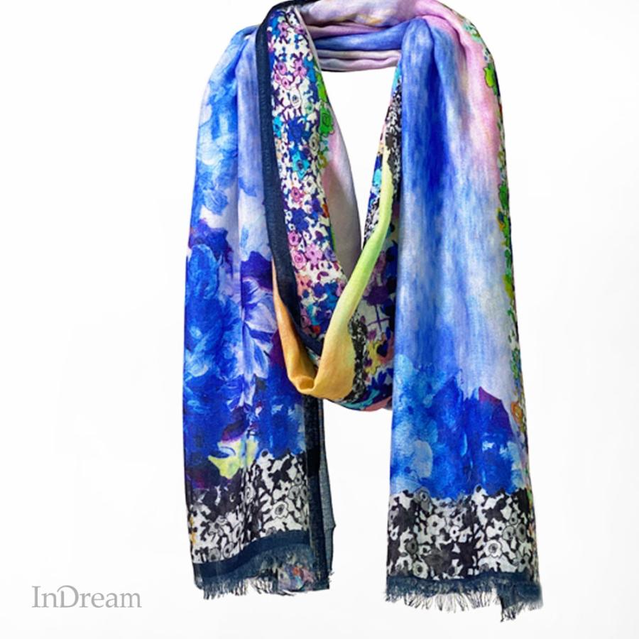 PASHMA パシュマ ストール シルクカシミヤ マフラー カラフル グラデーション フラワー 春  クリスマス ギフト 誕生日 プレゼント 女性 60代 70代 | PASHMA