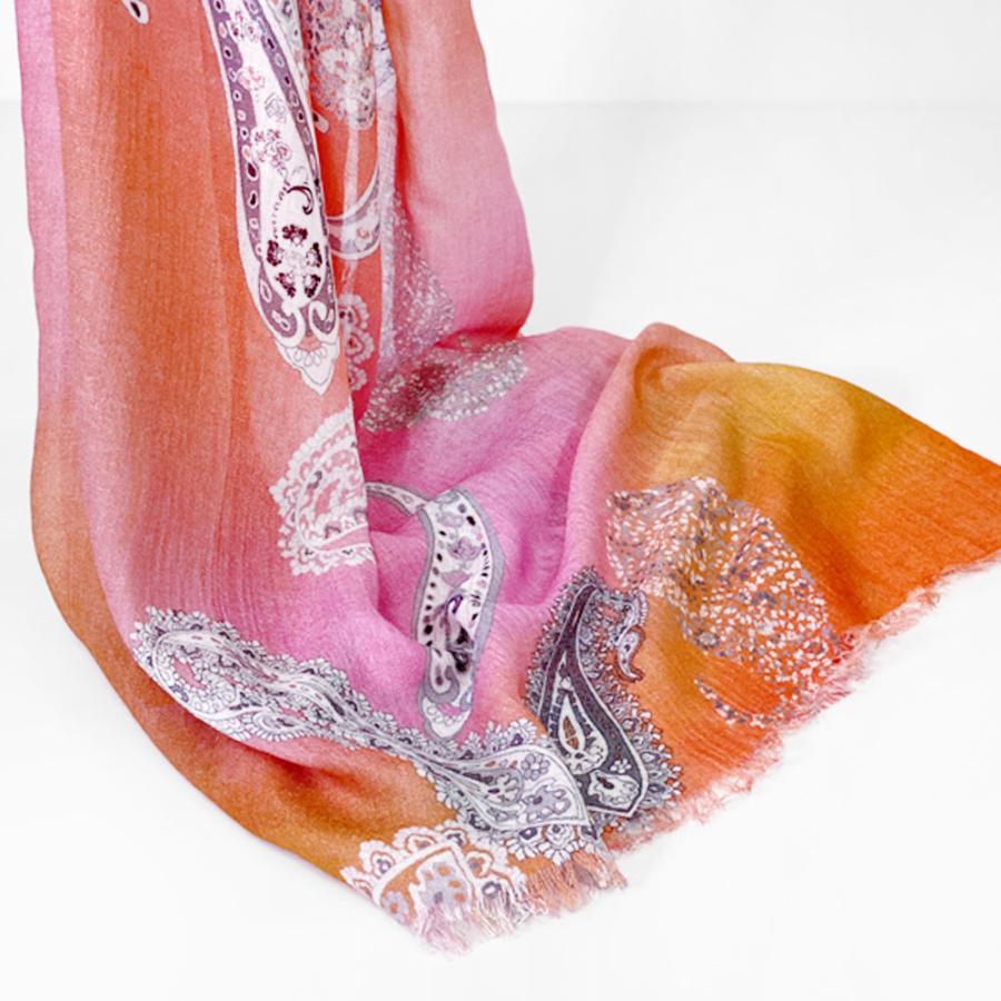 PASHMA パシュマ ストール シルクカシミヤ オレンジ ピンク