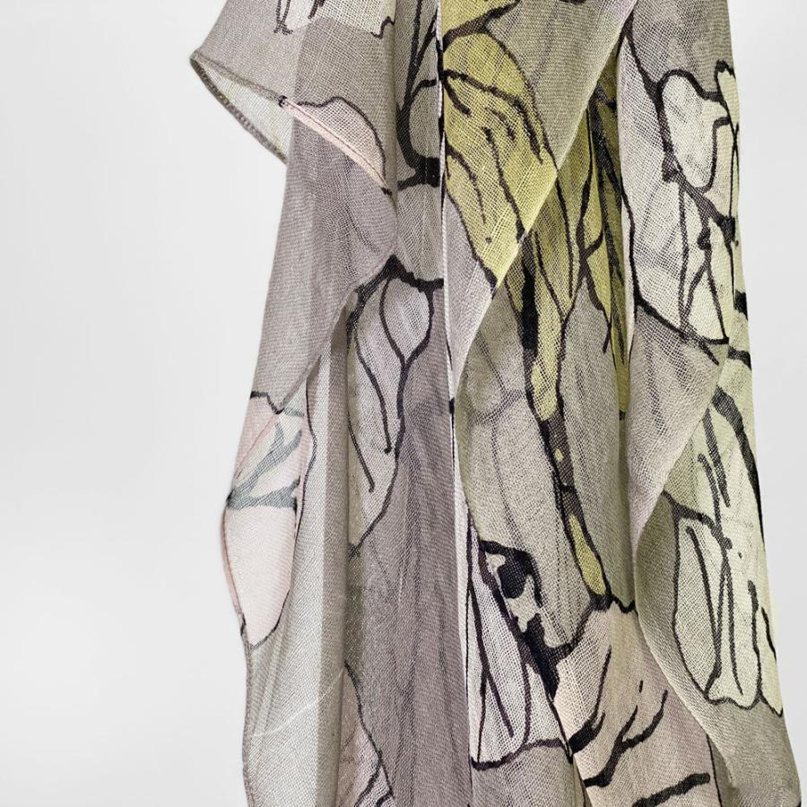 PASHMA パシュマ ストール プ リント シルクカシミヤ グレー 花柄   クリスマス ギフト 誕生日 プレゼント 女性 60代 70代 | PASHMA | 02