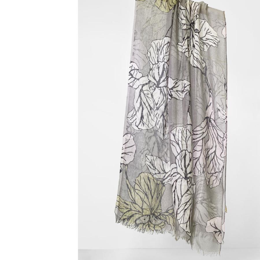 PASHMA パシュマ ストール プ リント シルクカシミヤ グレー 花柄   クリスマス ギフト 誕生日 プレゼント 女性 60代 70代 | PASHMA | 05