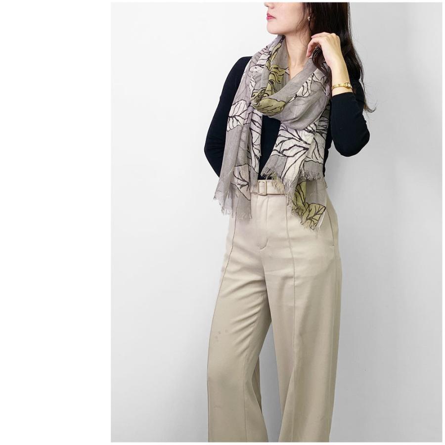 PASHMA パシュマ ストール プ リント シルクカシミヤ グレー 花柄   クリスマス ギフト 誕生日 プレゼント 女性 60代 70代 | PASHMA | 07