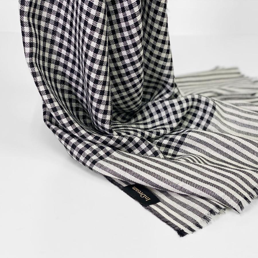 InDream ストール シルクウール 無地 カジュアル チェック モノトーン   クリスマス ギフト 誕生日 プレゼント 50代 60代 70代 |  | 03