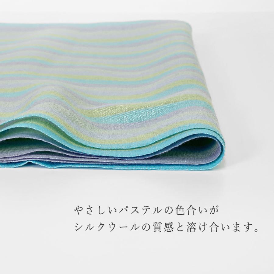 InDream ストール シルクウール ストライプ カジュアル ブルー  クリスマス ギフト 誕生日 プレゼント 50代 60代 70代 |  | 02