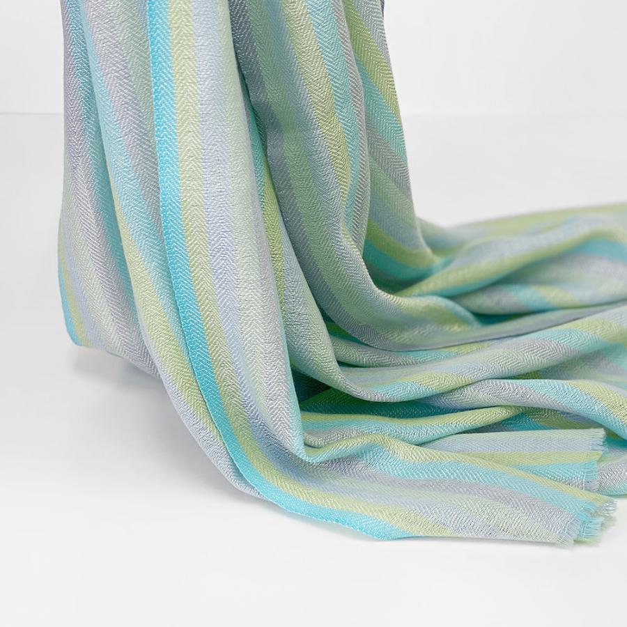 InDream ストール シルクウール ストライプ カジュアル ブルー  クリスマス ギフト 誕生日 プレゼント 50代 60代 70代 |  | 03