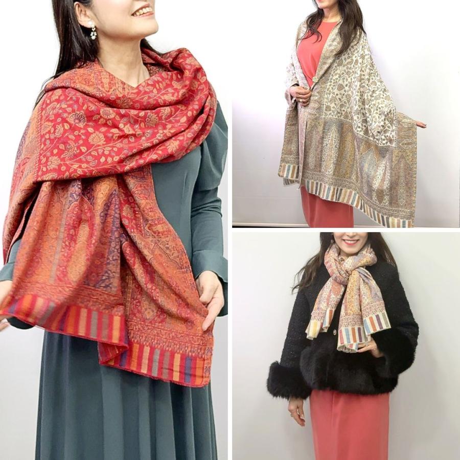 InDream ペイズリー柄 ウール ストール 厚手 大判 カニ織［約70cmx200cm］誕生日 クリスマス ギフト 誕生日 プレゼント 女性 60代 70代 |  | 12