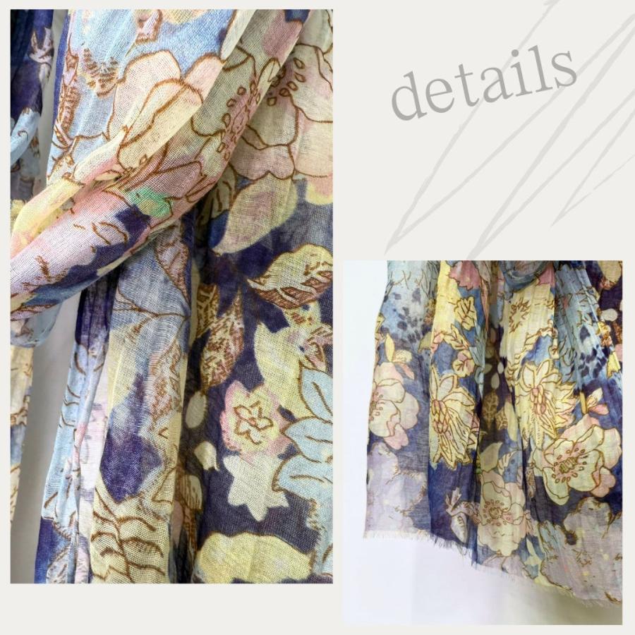 InDream シルクコットンストール ブルー ブラウン ネイビー プリント 大判 生日 プレゼント 母の日 ギフト 50代 60代 70代 80代 |  | 14