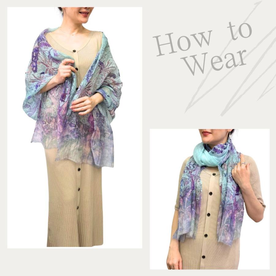 InDream シルクコットンストール ブルー ブラウン ネイビー プリント 大判 生日 プレゼント 母の日 ギフト 50代 60代 70代 80代 |  | 11