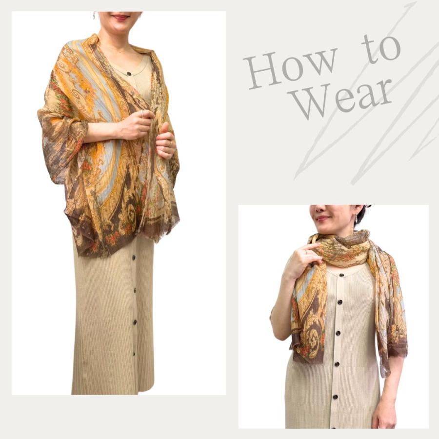 InDream シルクコットンストール ブルー ブラウン ネイビー プリント 大判 生日 プレゼント 母の日 ギフト 50代 60代 70代 80代 |  | 13