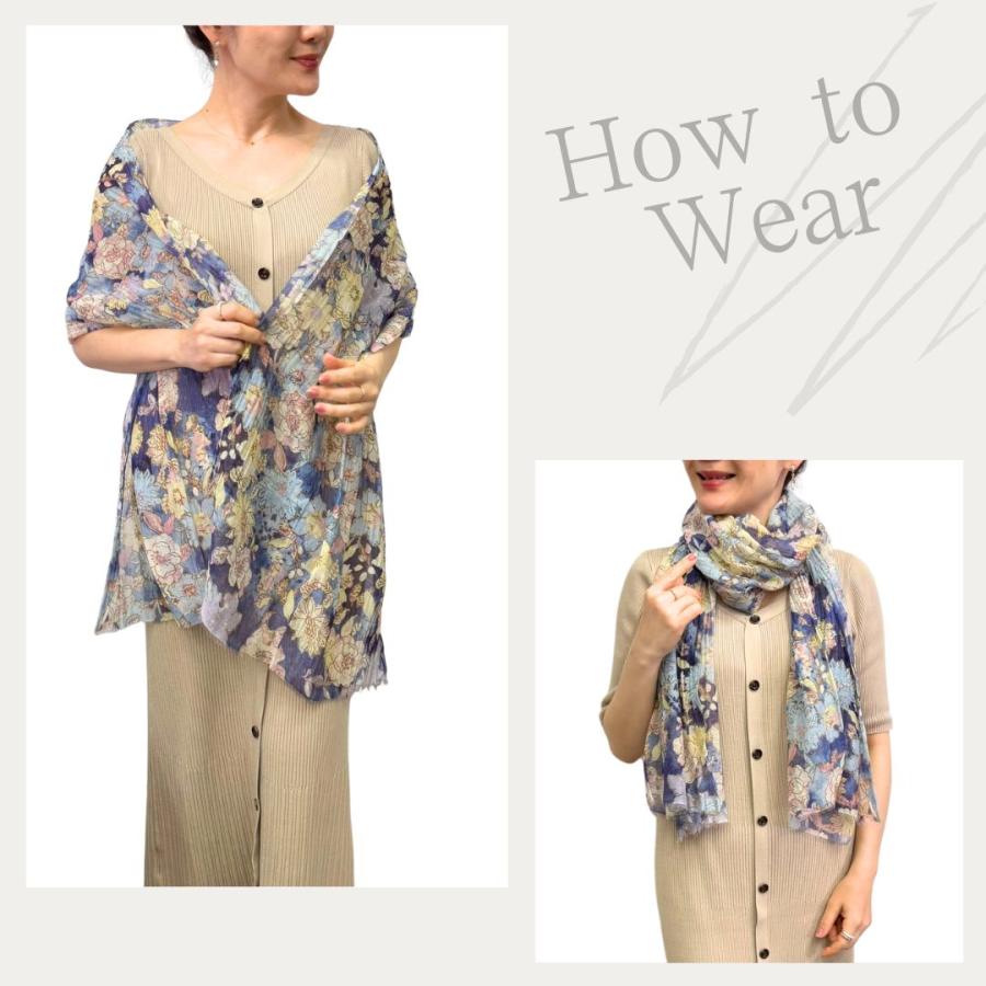 InDream シルクコットンストール ブルー ブラウン ネイビー プリント 大判 生日 プレゼント 母の日 ギフト 50代 60代 70代 80代 |  | 15