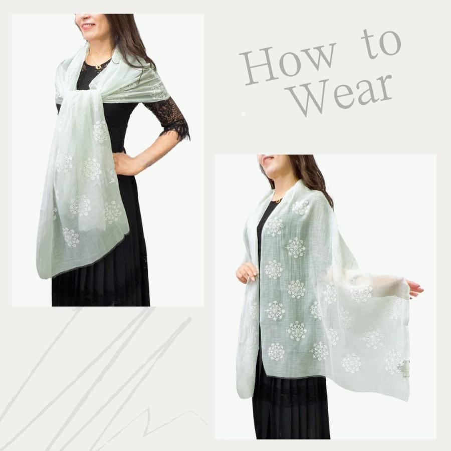 InDream シルクコットン刺繍ストール アイボリー ラベンダー ミントグリーン  結婚式 ストール 大判 パーティー 春 夏 秋 誕生日 プレゼン |  | 17