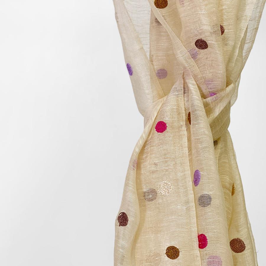 訳あり 限定品 InDream ストール シルクリネン(麻) パーティー カジュアル ドット ベージュ  クリスマス ギフト 誕生日 プレゼント 女性 60代 70代 |  | 01